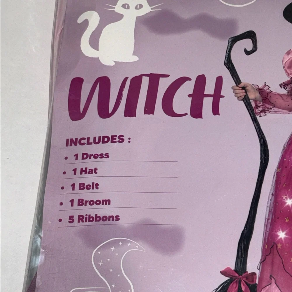 Spooktacular Creations New Pink Witch Costume for Kids Size Medium 8-10 Years
